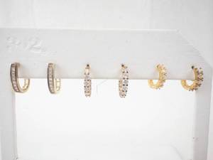 lot 149 image: Hoop Earrings - Vermeil CZ Stones - Mixed Styles (Lot of 6)