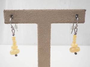 lot 160 image: Opal Bead Earrings - Yellow Opals, Dangle Pair