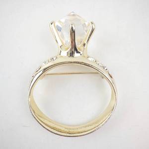 lot 182 image: Yellow Gold Ring with Large Center Stone & Pav Band
