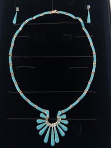 lot 9 image: STAUER Sterling Silver Turquoise Necklace and Earrings in Stauer box. Estimated Replacement Value $900