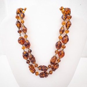 lot 246 image: Two-Strand Amber Bead Necklace - Filigree Clasp