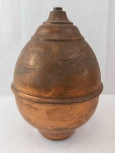 Antique Copper Fire Extinguisher  - Missing Pull Ring, Patina Finish