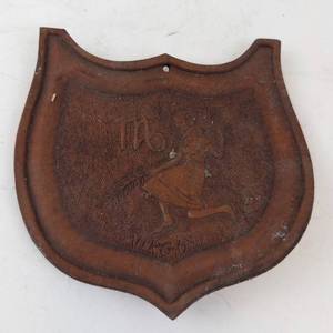 Antique Leather Shield Patch - Embossed Running Figure
