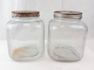 Vintage Clear Glass Mason Storage Jars (Lot of 2)