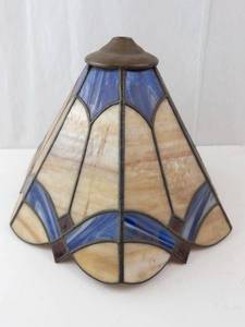 Vintage Slag Glass Lamp 12-Panel Shade