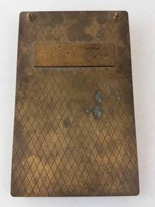 Antique Brass Notepad Holder With Flip Lid - Diamond Pattern Desk Accessory