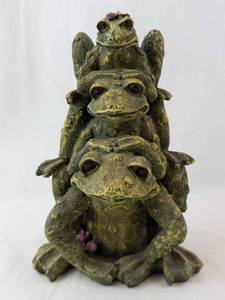 Three-Frog Stack Sculpture - Frog Figurine with Patina Finish