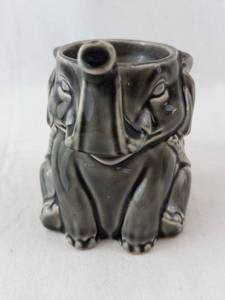 Ceramic Elephant Figurine - Dark Glaze with Perforated Lattice Pattern -Wax Warmer -missing plug