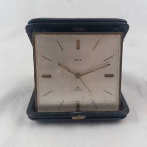 Elgin Square Watch - Swiss Made 7 Jewels with Date, Leather Travel Case