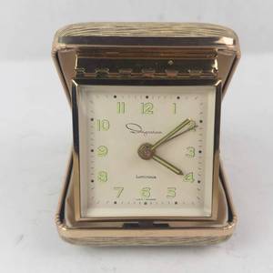 Ingraham Luminous West Germany Wristwatch - Gold-Tone Travel Case