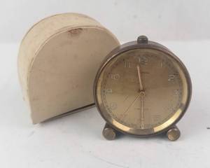 EMCA Swiss Made Vintage Alarm Clock 7 Jewels Brass Case