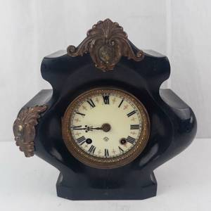 Ornate Carved Wood Crest with Bronze Accent Shell Motif - Antique Furniture Ornament