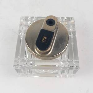 Hand-Cut Crystal Inkwell Japan - Black & Gold Metal Lid, Luxury Desk Accessory
