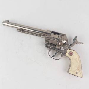Hubley Cowboy Cap Gun - Vintage Colt SAA Style Toy Pistol w Ivory Grip