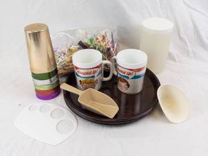 Campbells Up Mugs (2) & 6 Aluminum Cups - Vintage Plastic Kitchenware