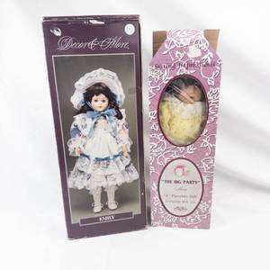 Decor & More Emily & Amy 14-inch Porcelain Dolls - Boxed Set of 2