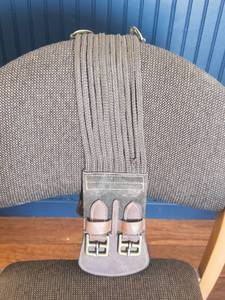 Dressage Horse Girth Strap- Nylon Web with Leather Ends, Roller Buckles, Double Elastic Ends