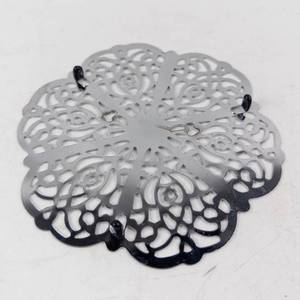 IRVINWARE Trivet - Floral Lace Openwork Metal, Vintage 1974