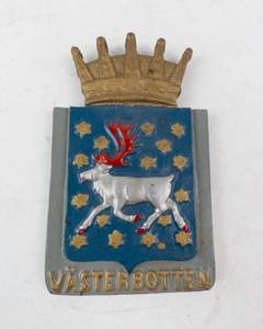 Vsterbotten Shield Emblem - Moose on Blue Field with Crown & Stars