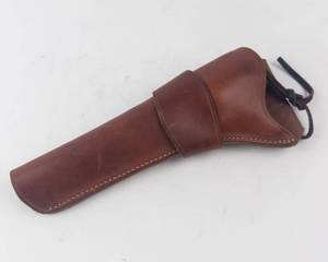Vintage Brown Leather Revolver Holster with Belt Loop & Retention Strap