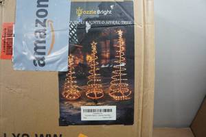 lot 10 image: 3-Pack Christmas Lighted Spiral Trees