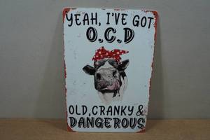lot 196 image: Novelty Metal Sign - OCD