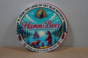 lot 198 image: Novelty Metal Sign - Hamms Beer