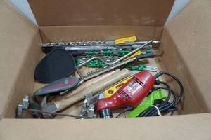 lot 210 image: Assorted Hardware - Milwaukee Drill, Socket Storage
