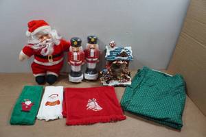 lot 301 image: Christmas Kitchen Towels, Musical House, Santa and 1nut Cracker Lights