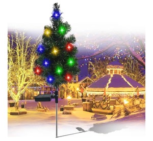 lot 4 image: 4-Pack Solar Christmas Tree Garden Stakes