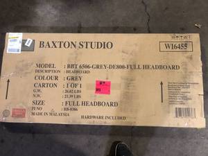 lot 6 image: Baxton Studio Viviana Gray Full Headboard Customer Returns See Pictures