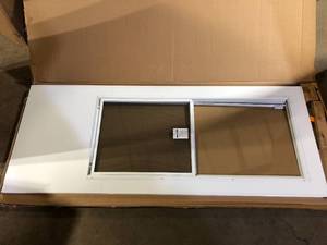 lot 43 image: Andersen 200 Series 32 in. x 80 in. White Universal 34 Light Mid-View Aluminum Storm Door  Customer Returns See Pictures