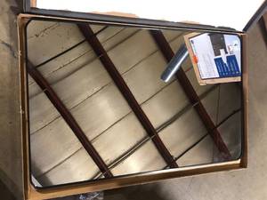 lot 51 image: SHOP BLACK FRIDAY DEALS LuxHomez 30 in. W x 48. 2 in. H Rectangular Aluminum Frame Square Black Wall Mirror Customer Returns See Pictures