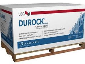Durock Brand Cement Board with EdgeGuard  1/4 in. x 3 ft. x 5ft.    Customer Returns See Pictures