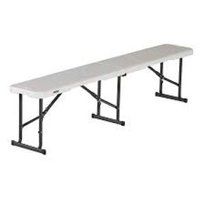 lot 12 image: Lifetime Almond Resin 6 ft. Fold-In-Half Bench  Customer Returns See Pictures