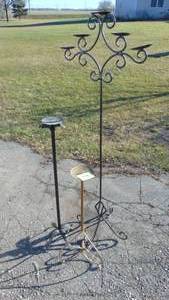 lot 107 image: 3- Metal Tall Candle Sticks