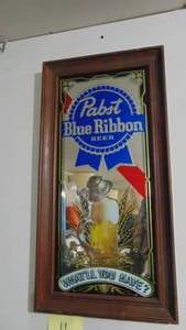 lot 11 image: PBR Beer Mirror, 22 x 11