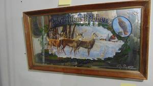 lot 14 image: PBR Wildlife 1991 Whitetail Mirror, 15.5 x 28