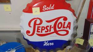 lot 28 image: Large Repro Pepsi Cola Button Sign, 28 Rd