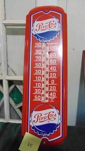 lot 35 image: Newer Pepsi Thermometer, 27 Tall