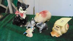 lot 79 image: Royal Copley, Pig Bank, Tape Dispenser Snail and Small Animals