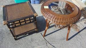 lot 99 image: Rd Wicker Table and Square Wicker Table