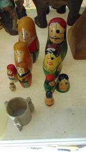 lot 122 image: 2-Nesting Doll Sets and Monkey Toothpick Holder