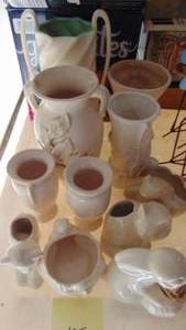 lot 125 image: Selection of CreamWhite Vases and Planters (some asis)