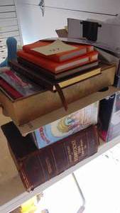 lot 127 image: Old Dictionary, Laura Insalls Book Set, Journals and Bookmarks