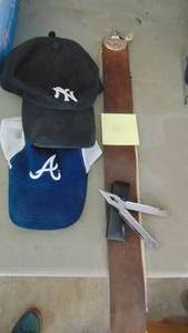 lot 166 image: Barbers Strap, 2 Hats and Pocket Muti Tool