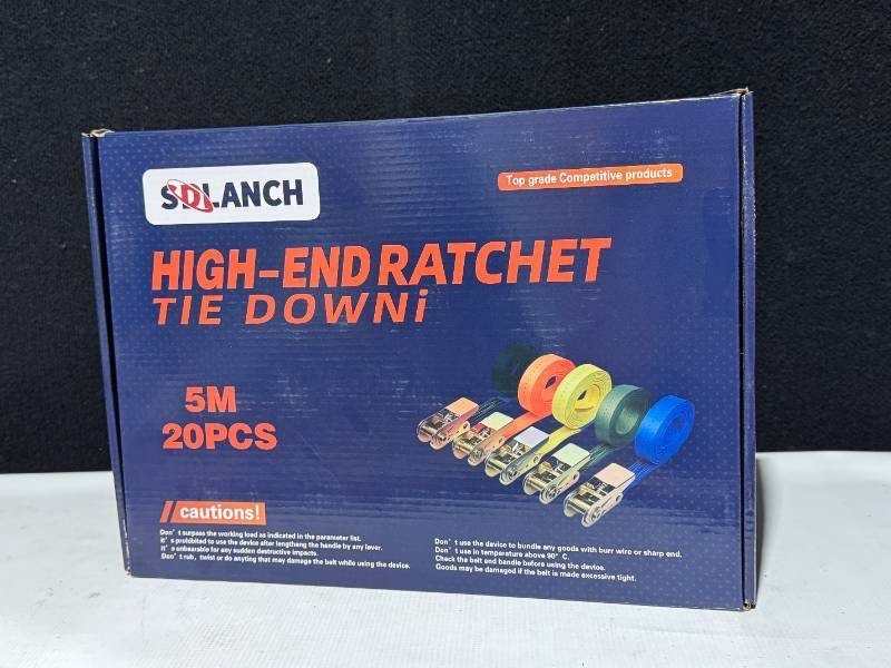 lot 9128 image: SDLANCH High End Ratchet Tie Downs, 5M, 20 Pcs