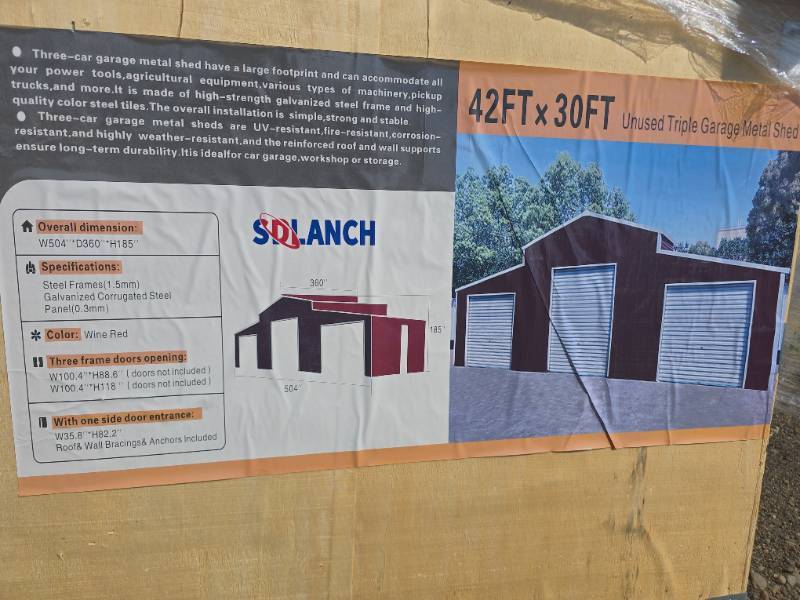 lot 751 image: SDLANCH Triple Garage Metal Shed (SDL4230TGMS)