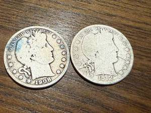 lot 39 image: 1908 & 1912 Barber Half Dollars