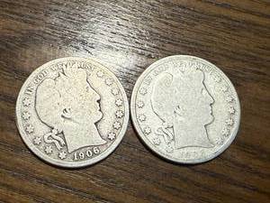lot 40 image: 1905 & 1906 Barber Half Dollars